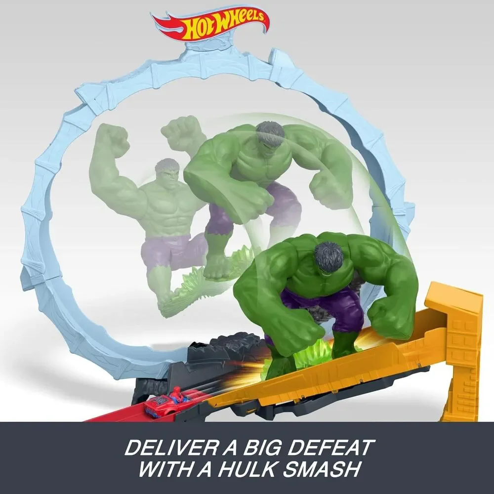 Hot Wheels Marvel Spider-Man Hulk Smash Down Track Set with Die-Cast Vehicle